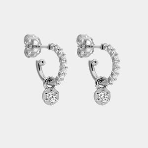 Elsa Diamond Hoops with Diamond Drop